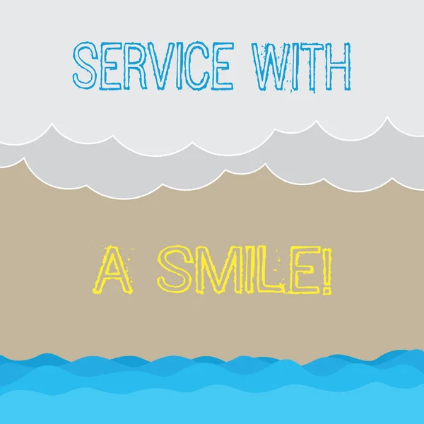 Handwriting text writing Service With A Smile. Concept meaning Happiness in custom assistance Motivated support Halftone Wave and Fluffy Heavy Cloud Seascape Scenic with Blank Text Space.