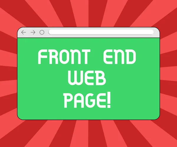 Escritura manual conceptual que muestra la página web de Front End. Exhibición de fotos de negocios Convertir datos en interfaz gráfica para los usuarios Monitorear pantalla con barra de control de progreso Espacio de texto en blanco . — Foto de Stock