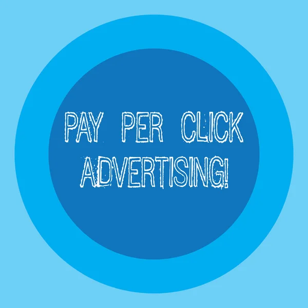 Conceptual hand writing showing Pay Per Click Advertising. Business photo text Modern type of online marketing promotion Circle with Border Two Tone Round Shape photo with Text Space. — Stock Photo, Image