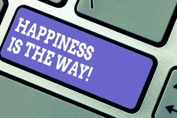 Slovo psaní textu štěstí je cesta. Obchodní koncept pro vždy být šťastný a dostat se k dosažení cíle klávesová záměr vytvořit počítač zprávy stisknutí klávesy klávesnice idea. — Stock fotografie