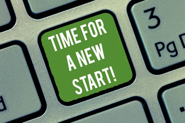 Word writing text Time For A New Start. Business concept for Trust the magic of Beginnings fresh new Rebirth Keyboard key Intention to create computer message, pressing keypad idea. — Stock Photo, Image