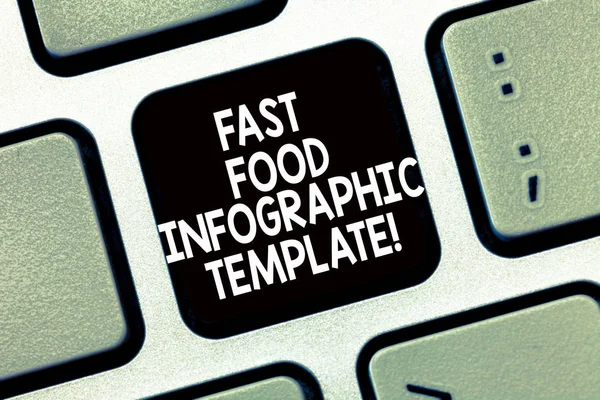 Conceptual hand writing showing Fast Food Infographic Template. Business photo text Design diagrams for give information Keyboard Intention to create computer message keypad idea.