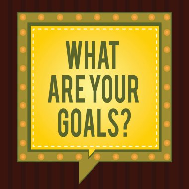 Kavramsal el ne Are Your gol gösterilen yazma. İş fotoğraf vitrine söyle bize hedeflerinizi Meydanı konuşma kabarcıklar içinde diğer kırık hattı daireler ile başarmak istiyorum.