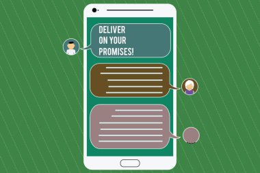 Kavramsal el teslim tarihinde Sayın sözler gösterilen yazma. İş fotoğraf vitrine yapmak ne bağlılık söz verdin Mobile Messenger ekranı sohbet başkanları ve konuşma balonları ile serbest