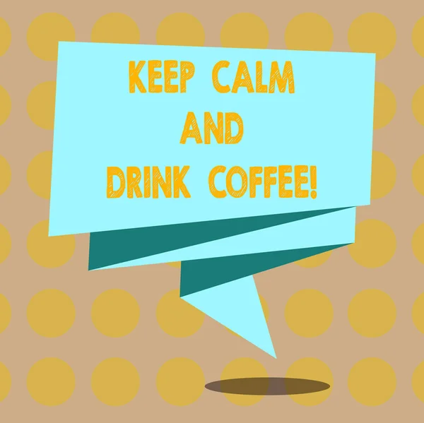 Textschreiben bleibt ruhig und trinkt Kaffee. Business-Konzept für ein Heißgetränk macht Sie immer inspiriert gefaltet 3d Band Streifen einfarbig leere Schärpe Foto für die Feier. — Stockfoto