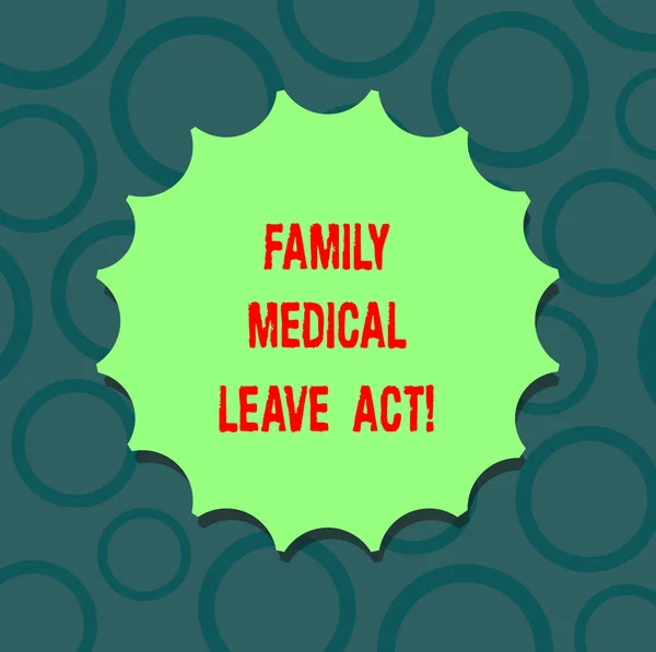 Writing note showing Family Medical Leave Act. Business photo showcasing FMLA labor law covering employees and families Blank Seal with Shadow for Label Emblem Monogram Stamp Top Quality.