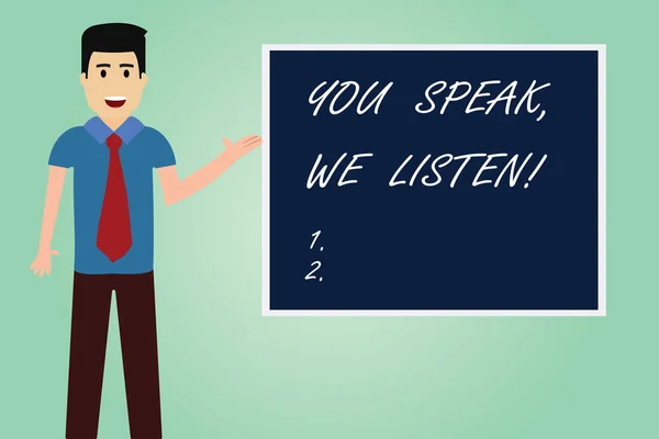 Kézírás Szöveg Írás Akkor Beszélni Hallgatunk Koncepció Azaz Kommunikáció Nekünk — Stock Fotó