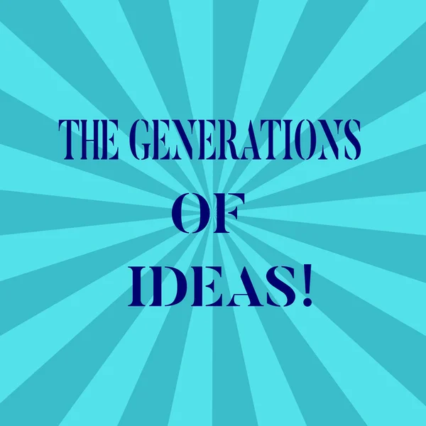 Woord schrijven tekst de generaties van ideeën. Businessconcept voor brainstormen creatieve activiteiten inspiratie Sunburst foto twee Toon explosie lege tekst ruimte voor aankondiging. — Stockfoto