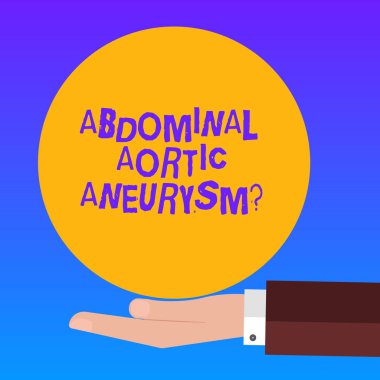 Handwriting text Abdominal Aortic Aneurysmquestion. Concept meaning getting to know the enlargement of aorta Hu analysis Hand in Suit Offering Blank Solid Color Circle for Logo Posters. clipart