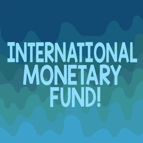 Conceptual hand writing showing International Monetary Fund. Business photo text promotes international financial stability Wave Multi Tone Blank Copy Space for Cards Ads Presentation.