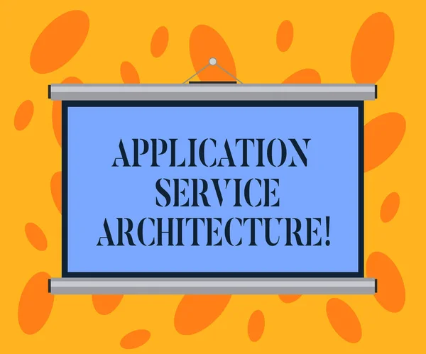 Writing Obs visar Application Service Architecture. Företag foto skylta design av lösningar som länk appar och data bärbar projektorduk för väggen för konferens Presentation. — Stockfoto