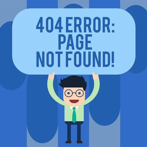 쓰기 노트 보여주는 404 오류 페이지를 찾을 수 없습니다. 서버에 웹 페이지를 보여주는 비즈니스 사진 제거 또는 이전 남자 서 잡고 그의 머리 빈 사각형 색 보드 위에 되었습니다.. — 스톡 사진