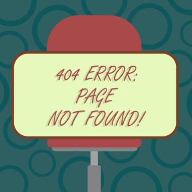 404 hata sayfası bulunamadı gösterilen Not yazma. Web sunucusu sayfasında vitrine iş fotoğraf kaldırıldı veya taşındı boş dikdörtgen şekli etiket oturan yatay olarak döner sandalye üzerinde oldu.