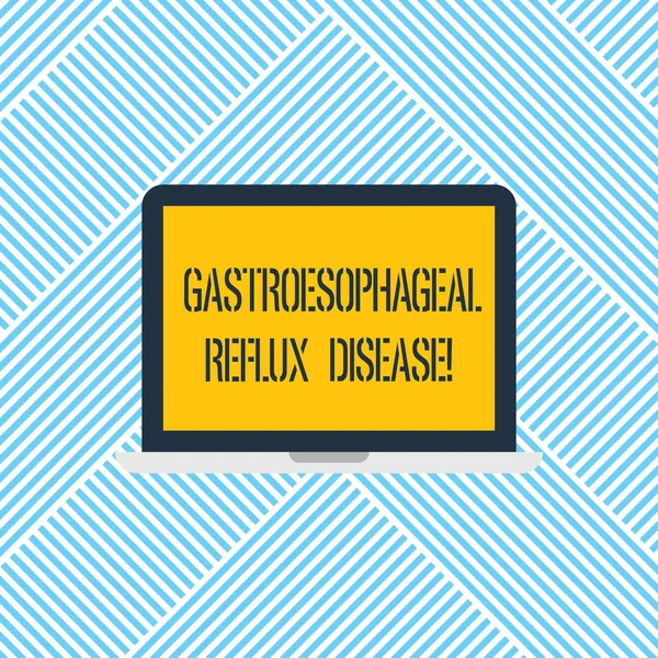 Word tekst intoetsen Gastroesophageal Ziekte van de Terugvloeiing. Bedrijfsconcept voor spijsvertering wanorde brandende pijn op de borst Laptop Monitor Personal Computer apparaat Tablet leeg scherm voor tekst ruimte. — Stockfoto