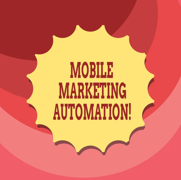 Text sign showing Mobile Marketing Automation. Conceptual photo automate mobile marketing tasks and processes Blank Seal with Shadow for Label Emblem Monogram Stamp Symbol Best Quality.