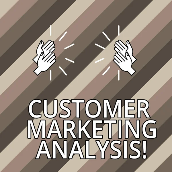 Conceptual hand writing showing Customer Marketing Analysis. Business photo text evaluation of data associated with customer need Hu analysis Hands Clapping with Sound on Geometrical Shapes.