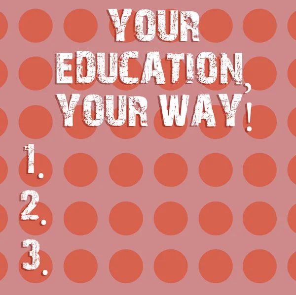 Κείμενο πινακίδα που δείχνει το δρόμο σας σας εκπαίδευση. Εννοιολογική φωτογραφία εκπαιδευτικό υπόβαθρο γνώσεων δίνει κατεύθυνση κύκλο φωτογραφία δύο τόνος κενό χώρο αντιγραφή προτύπου για κάρτες αφίσες διαφήμισης. — Φωτογραφία Αρχείου
