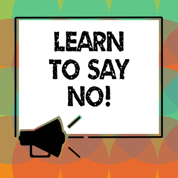 Написание текста научись говорить "нет". Бизнес-концепция для Не стесняйтесь сказать, что вы не хотите делать что-то Megaphone Звуковая иконка Очертания Blank Square Loudspeaker Текстовое фото . — стоковое фото