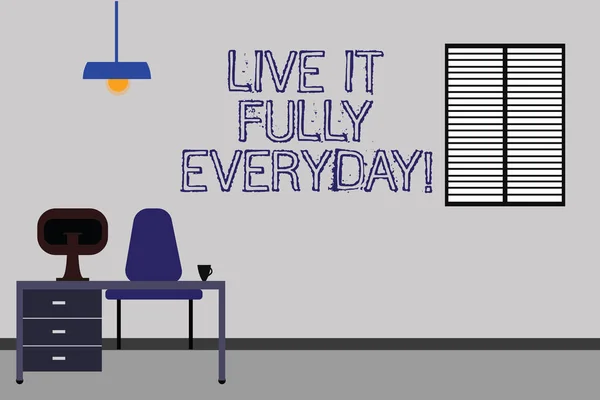 Psaní textu slovo Live to úplně každý den. Obchodní koncept pro být optimistický životní štěstí úspěšné pracovní prostor minimalistický interiér počítač a oblast uvnitř studovna Foto. — Stock fotografie