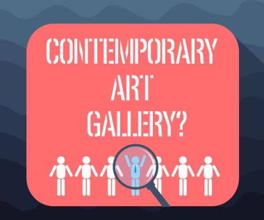 Çağdaş Art Galleryquestion gösterilen Not yazma. Özel forprofit ticari Galeri seçilmiş adam Hu üzerinde Büyüteç Camı analiz aptallar satır yukarı vitrine iş fotoğraf.