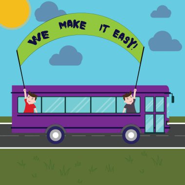 Biz yapmak bu kolay gösterilen Not yazma. İş fotoğraf vitrine sunan çözümler alternatifler daha kolay bir iş fikirlerini iki çocuklar içinde okul otobüsü tutarak dışarı afiş sopa ile bir gün gezi yapmak..