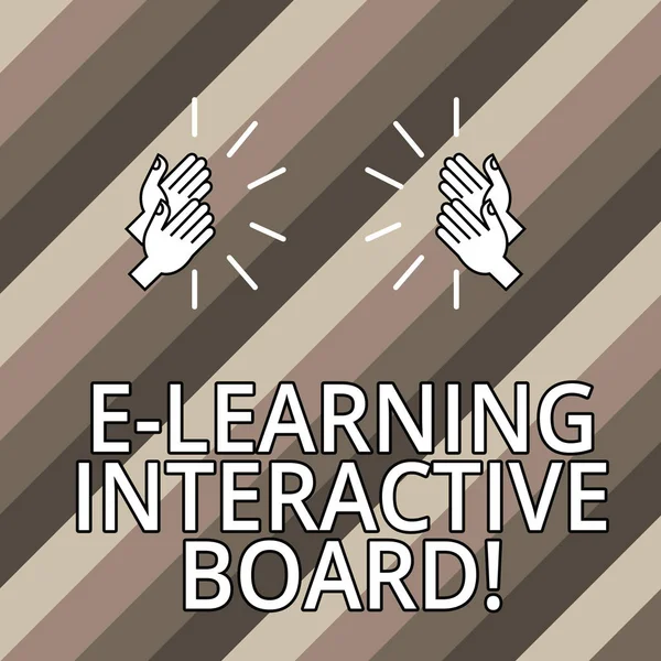 Conceptual hand writing showing E Learning Interactive Board. Business photo text integrated set of interactive online services Hu analysis Hands Clapping with Sound on Geometrical Shapes.