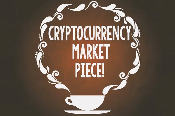 Word writing text Cryptocurrency Market Piece. Business concept for Digital asset that can be exchanged or trade Cup and Saucer with Paisley Design as Steam icon on Blank Watermarked Space. — Stock Photo, Image