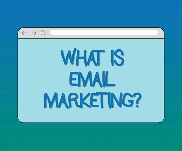 Handwriting text What Is Email Marketing. Concept meaning Advertising by sending mails newsletters promotion Monitor Screen with Forward Backward Progress Control Bar Blank Text Space.