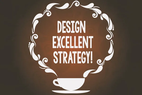 Word writing text Design Excellent Management. Business concept for enable innovation and create effective product Cup and Saucer with Paisley Design as Steam icon on Blank Watermarked Space.