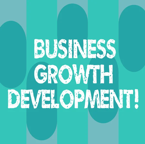 Conceptual hand writing showing Business Growth Development. Business photo showcasing improving some measure of an enterprise success Oblong Multi Tone Blank Copy Space for Poster Wallpaper. — Stock Photo, Image