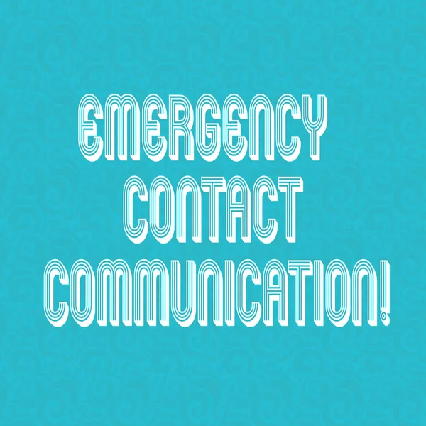 Señal de texto mostrando comunicación de contacto de emergencia. Foto conceptual Sistema de notificación o planes durante la crisis Halftone Watermark Seamless Images Diseño de la foto Impresiones en la plaza en blanco . —  Fotos de Stock