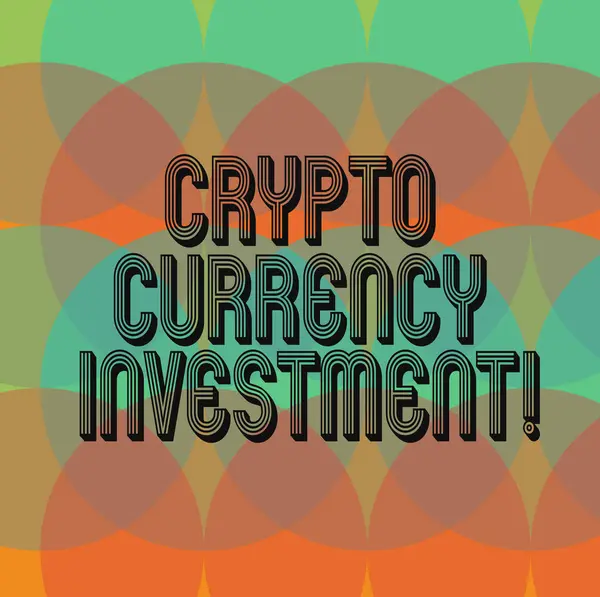 Tekst teken weergegeven: Crypto valuta investeringen. Conceptuele foto zal uitgroeien tot een langdurige vertrouwde winkel van waarde cirkels Overlay maken Spectrum kopie spatie voor posterpresentatie. — Stockfoto