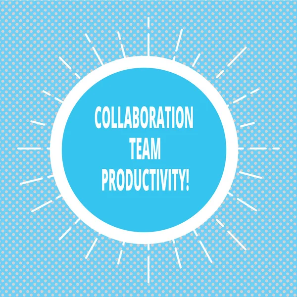 Handwriting text writing Collaboration Team Productivity. Concept meaning Set team goals for reaching common vision Circle with Border and Thin Beam Lines Glowing Rays of Sunshine photo. — Stock Photo, Image
