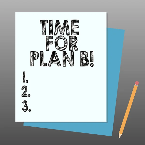 Konceptuella hand skrivande visar tid för Plan B. Business foto skylta tillämpa nya strategier att erhålla framgång ändra planer Stack av olika pastell färg konstruera Bond papper penna. — Stockfoto