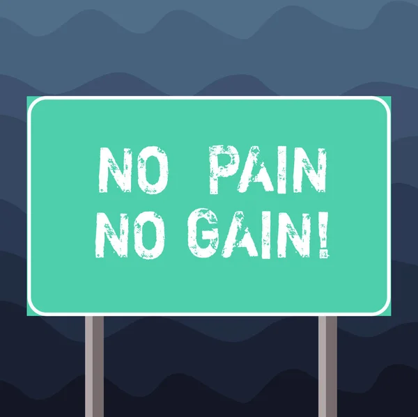 Writing note showing No Pain No Gain. Business photo showcasing All success requires sacrifices Motivational inspiring Blank Outdoor Color Signpost photo with Two leg and Outline.