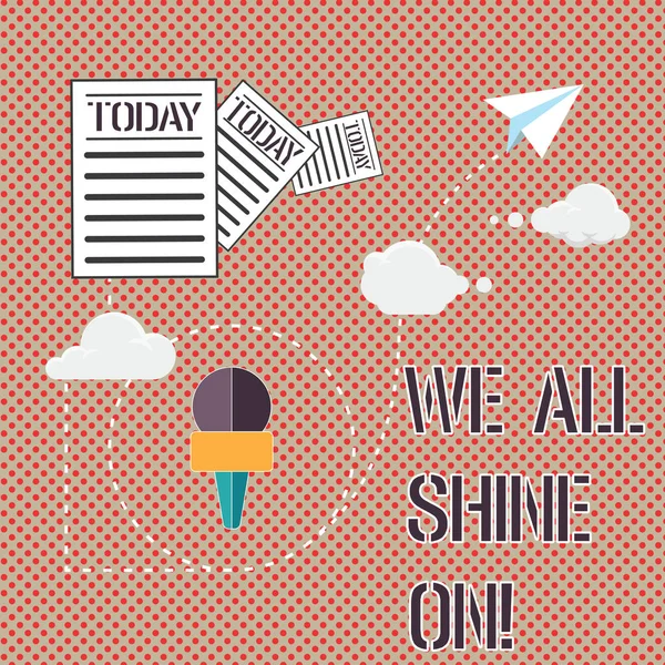 Texto escrito em inglês We All Shine On. Conceito de negócio para todos tem um brilho brilhante Motivational Information and Documents Passing thru Cloud Hosting Entrega rápida de dados . — Fotografia de Stock