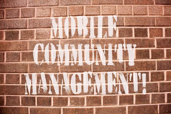 Text sign showing Mobile Community Management. Conceptual photo building relationships with online community.