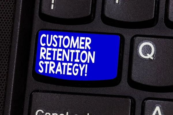 Word writing text Customer Retention Strategy. Business concept for Actions to retain as analysisy customers as possible Keyboard key Intention to create computer message pressing keypad idea. — Stock Photo, Image