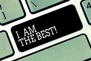 Word metin yazma, ben en iyisiyim. Her şey içinde başarılı yetenekli ve üst çentik klavye tuşuna basarak tuş takımı fikir bilgisayar ileti oluşturmak için niyet iş için iş kavramı.