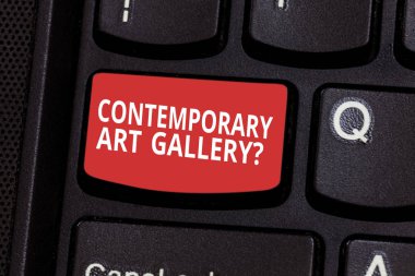 Çağdaş Art Galleryquestion gösterilen metin işareti. Kavramsal fotoğraf özel forprofit ticari Galeri klavye tuşuna basarak tuş takımı fikir bilgisayar ileti oluşturmak için niyet.