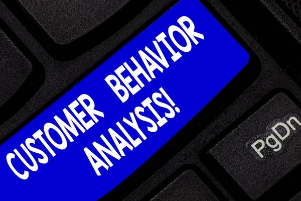 Text sign showing Customer Behavior Analysis. Conceptual photo buying behaviour of consumers who use goods Keyboard key Intention to create computer message pressing keypad idea.