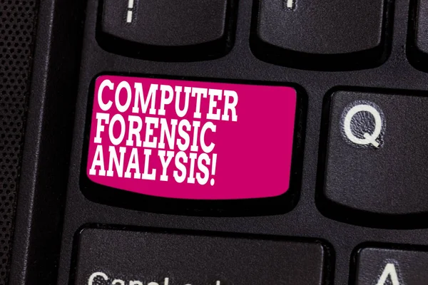 Word writing text Computer Forensic Analysis. Business concept for evidence found in computers and storage media Keyboard key Intention to create computer message pressing keypad idea.