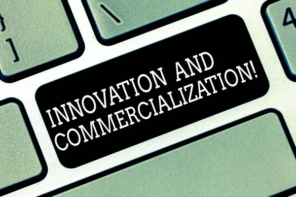 Текст для написания слов Инновации и коммерциализация. Бизнес-концепция нового продукта Introck - клавиша для создания сообщений на клавиатуре компьютера . — стоковое фото