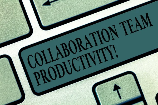 Word writing text Collaboration Team Productivity. Business concept for Set team goals for reaching common vision Keyboard key Intention to create computer message pressing keypad idea. — Stock Photo, Image