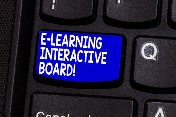 Word writing text E Learning Interactive Board. Business concept for integrated set of interactive online services Keyboard key Intention to create computer message pressing keypad idea.