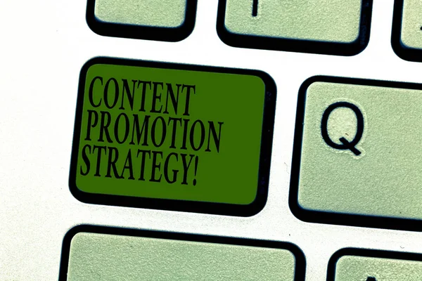 Текст для написания слов Content Promotion. Бизнес-концепция для взаимодействия с аудиторией по более чем платным социальным акциям . — стоковое фото