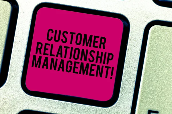 Text sign showing Customer Relationship Management. Conceptual photo analysisage and analyze customer interactions Keyboard key Intention to create computer message pressing keypad idea.