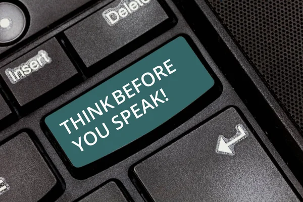 Text Sign Showing Think You Speak Conceptual Photo Consider What — Stock Photo, Image