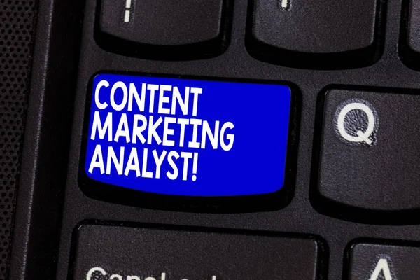 Word writing text Content Marketing Analytics. Business concept for The easiest way to measure content marketing ROI Keyboard key Intention to create computer message pressing keypad idea.