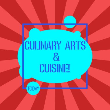 Mutfak Sanatları ve mutfağı yazma el yazısı metin. Şef hazırlanıyor gurme gıda mükemmel tarifleri asimetrik boş Oval soyut şeklin bir kare anahat içine fotoğraf anlam kavramı.